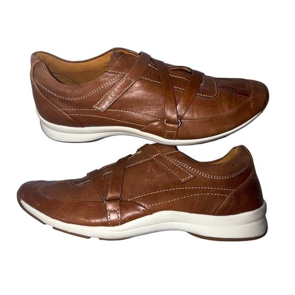 Rockport Hook & Loop Low-Top Casual Sneaker Sz 7 Brown Leather - Picture 1 of 10